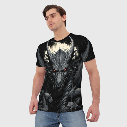 Мужская футболка 3D Дракон магических снежинок, цвет 3D печать - фото 3