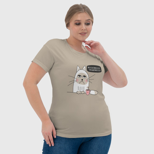 Женская футболка 3D  Без эспрессо-я в депрессо, цвет 3D печать - фото 6