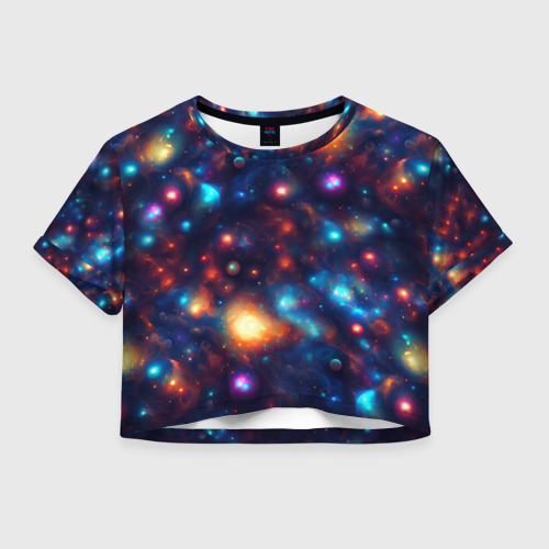 Женская футболка Crop-top 3D Бесконечность звезд, цвет 3D печать