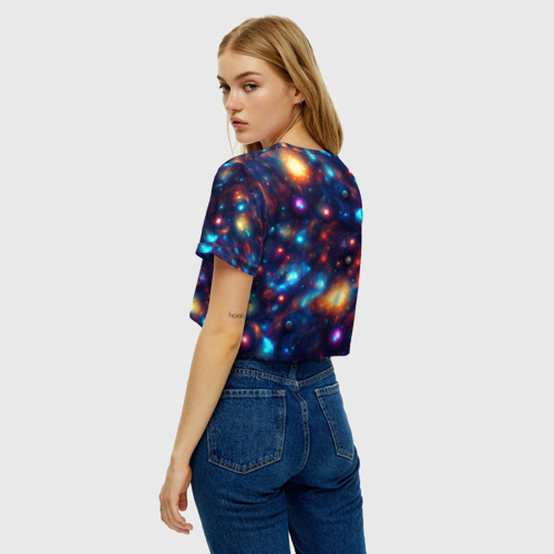 Женская футболка Crop-top 3D Бесконечность звезд, цвет 3D печать - фото 5