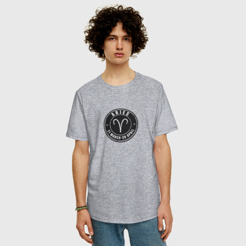Мужская футболка хлопок Oversize с принтом Овен Aries, фото на моделе #1