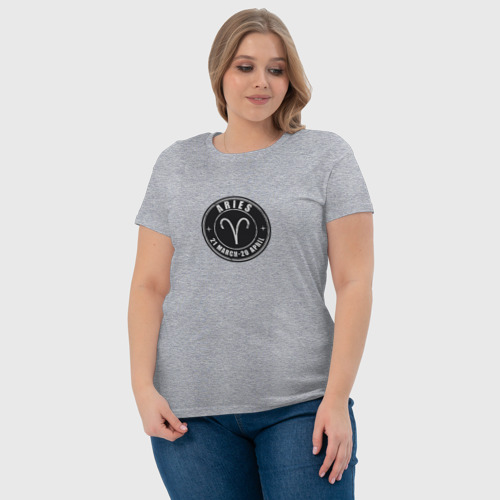 Женская футболка хлопок Овен Aries, цвет меланж - фото 6