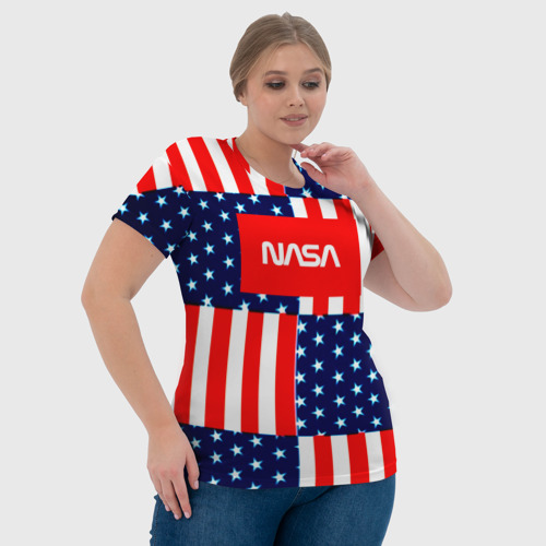 Женская футболка 3D NASA space logo - USA flag , цвет 3D печать - фото 6