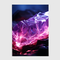 Постер Стеклянный камень с фиолетовой подсветкой 