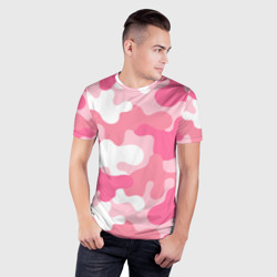 Мужская футболка 3D Slim Камуфляж розовый - фото 2