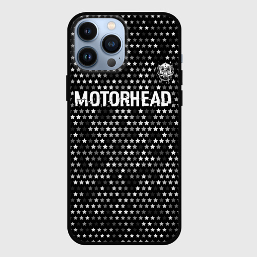 Чехол для iPhone 13 Pro Max с принтом Motorhead glitch на темном фоне посередине, вид спереди #2