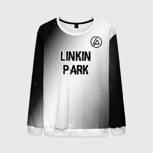 Мужской свитшот 3D Linkin Park glitch на светлом фоне посередине, цвет белый