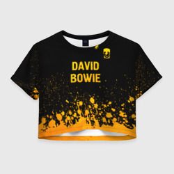 Женская футболка Crop-top 3D David Bowie - gold gradient посередине