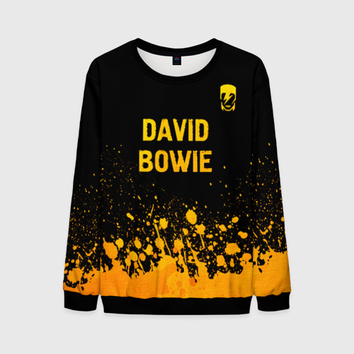 Мужской свитшот 3D с принтом David Bowie - gold gradient посередине, вид спереди #2