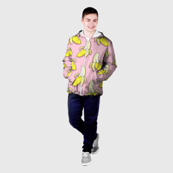 Мужская куртка 3D Бананы на розовом фоне - фото 2