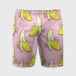 Мужские шорты спортивные Бананы на розовом фоне