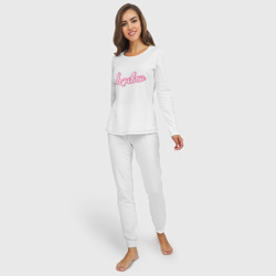 Пижама с принтом Любовь в стиле барби для женщины, вид на модели спереди №2. Цвет основы: белый