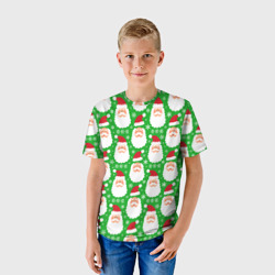 Детская футболка 3D Дед Мороз на зеленом фоне - фото 2