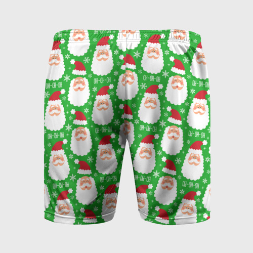 Мужские шорты спортивные Дед Мороз на зеленом фоне, цвет 3D печать - фото 2