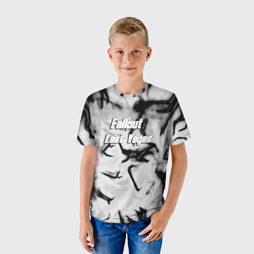 Детская футболка 3D с принтом Fallout краски черные, фото на моделе #1