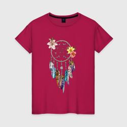 Ловец снов с перьями – Женская футболка хлопок с принтом купить