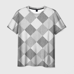 Мужская футболка 3D Серый плед геометрический узор с текстурой