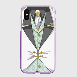 Чехол для iPhone XS Max матовый Белый мультяшный фрак с шейным платком