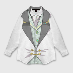 Женская рубашка oversize 3D Белый мультяшный фрак с шейным платком