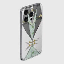 Чехол для iPhone 15 Pro Max силиконовый с защитой камеры Белый мультяшный фрак с шейным платком - фото 2