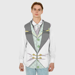 Мужская рубашка oversize 3D Белый мультяшный фрак с шейным платком - фото 2