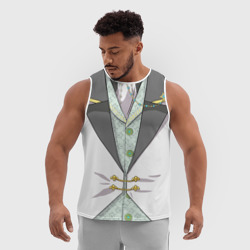 Мужская спортивная майка 3D Белый мультяшный фрак с шейным платком - фото 2