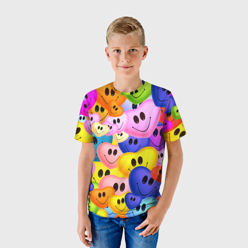 Детская футболка 3D с принтом Улыбка любви, фото на моделе #1