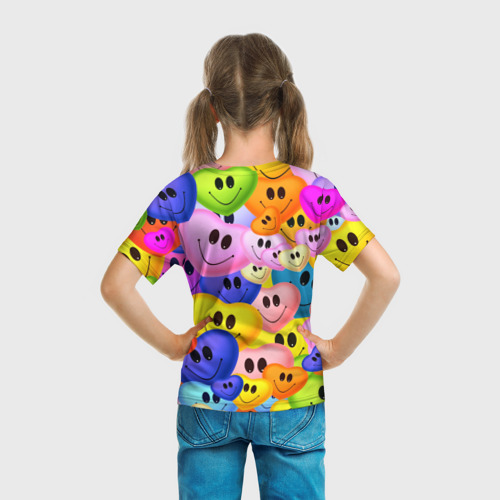 Детская футболка 3D с принтом Улыбка любви, вид сзади #2