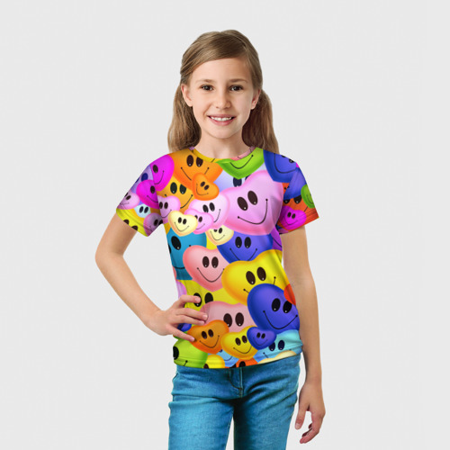 Детская футболка 3D с принтом Улыбка любви, вид сбоку #3