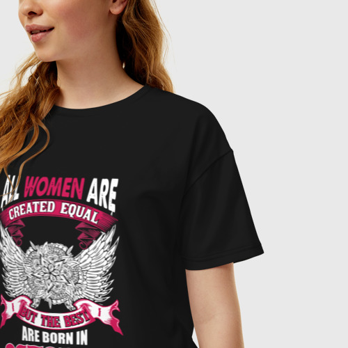 Женская футболка хлопок Oversize Women are created equal but the best in October, цвет черный - фото 3