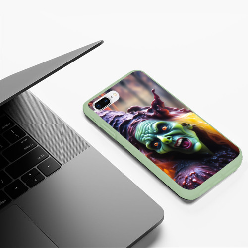 Чехол для iPhone 7Plus/8 Plus матовый Портрет ужасной восковой ведьмы, цвет салатовый - фото 5