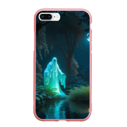 Чехол для iPhone 7Plus/8 Plus матовый Светящийся зеленым призрак в лесу