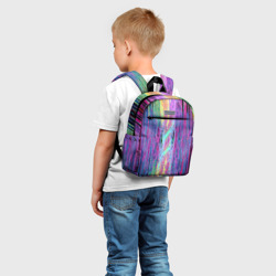 Рюкзак с принтом Размазанная краска для ребенка, вид на модели спереди №2. Цвет основы: белый