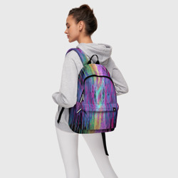 Рюкзак с принтом Размазанная краска для любого человека, вид спереди №4. Цвет основы: белый