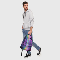 Рюкзак с принтом Размазанная краска для любого человека, вид спереди №5. Цвет основы: белый
