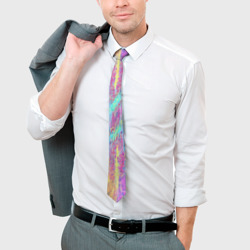 Галстук с принтом Размазанная краска для мужчины, вид на модели спереди №3. Цвет основы: белый