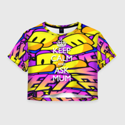 Женская футболка Crop-top 3D Сохранять спокойствие, спросить маму: roblox dab
