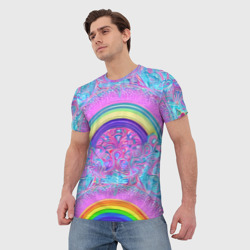 Мужская футболка 3D Радужный узор разноцветный - фото 2