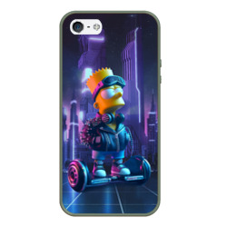 Чехол для iPhone 5/5S матовый Bart Simpson on a gyro scooter - ai art