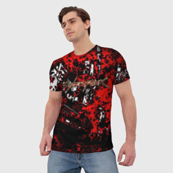 Мужская футболка 3D Киберпанк 2077 красная иллюстрация  - фото 2