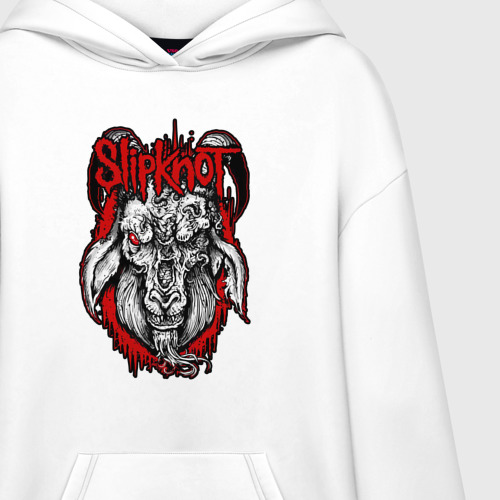 Худи SuperOversize хлопок Slipknot - rotten goat , цвет белый - фото 3