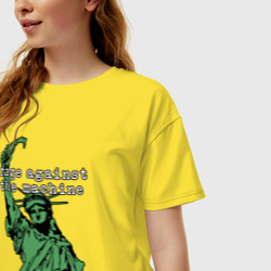 Женская футболка хлопок Oversize Rage Against - statue of liberty - фото 2