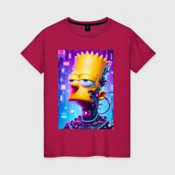 Женская футболка хлопок Cyber Bart Simpson - ai art