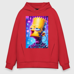 Cyber Bart Simpson - ai art – Мужское худи Oversize хлопок с принтом купить со скидкой в -21%