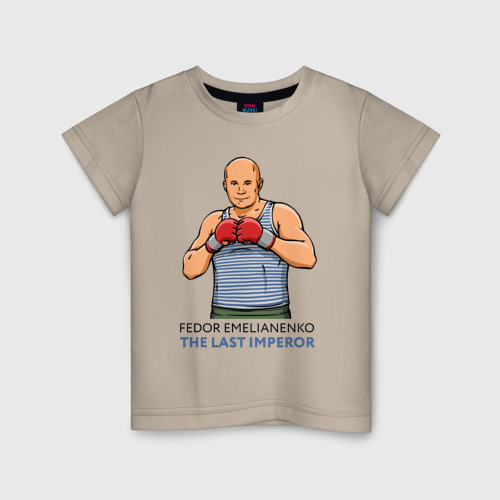 Детская футболка хлопок Фёдор в тельняшке, цвет миндальный