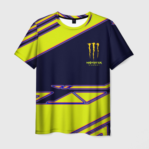 Мужская футболка с принтом Monster Energy на спорте геометрия, вид спереди №1