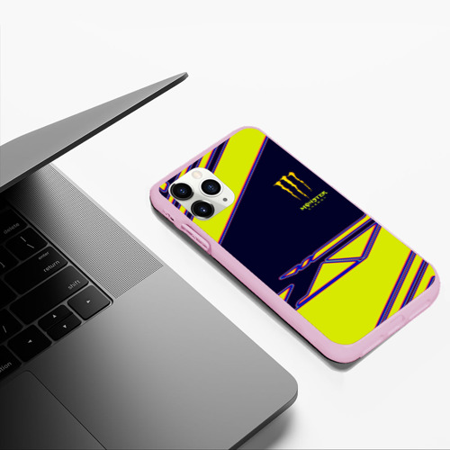 Чехол для iPhone 11 Pro Max матовый Monster Energy на спорте геометрия, цвет розовый - фото 5