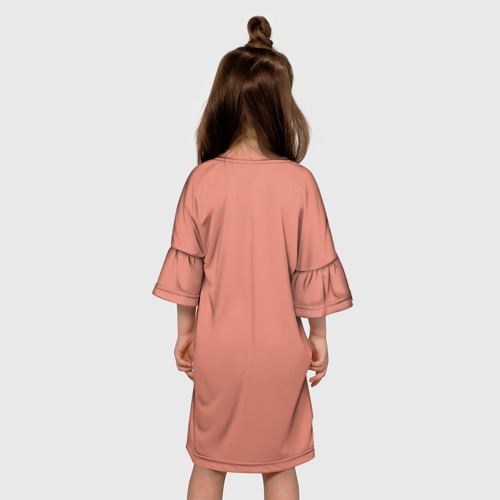 Детское платье 3D с принтом Позитивная обезьяна, вид сзади #2