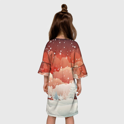 Детское платье 3D с принтом Праздничное настроение, вид сзади #2