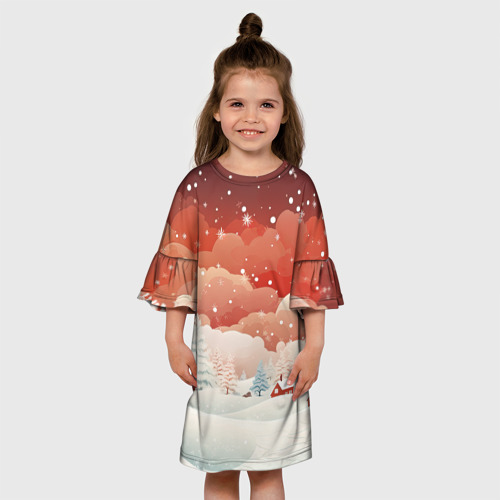 Детское платье 3D с принтом Праздничное настроение, вид сбоку #3
